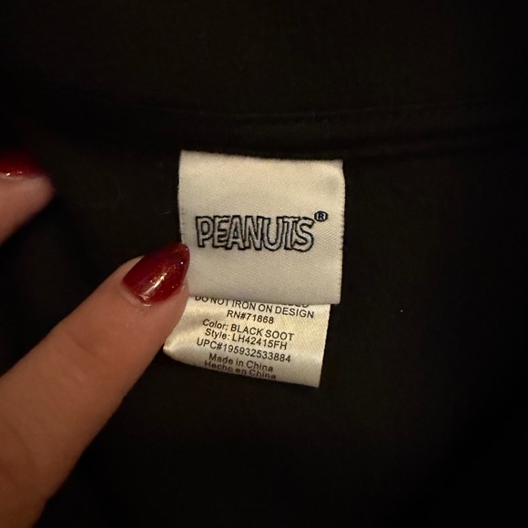 Peanuts Snoopy Charlie Brown Lucy Fleece Button Up Shirt Black Unisex Size S - Picture 5 of 6